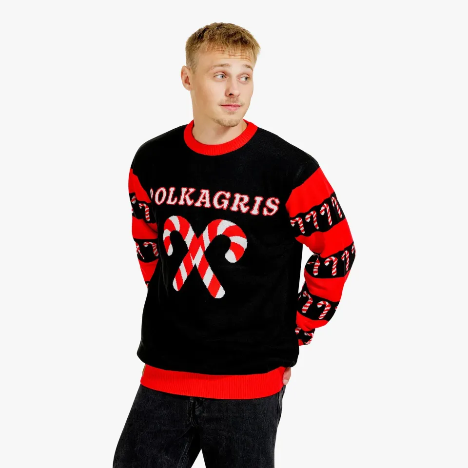 Svensk Husman Polkagris julesweater herrer akryl