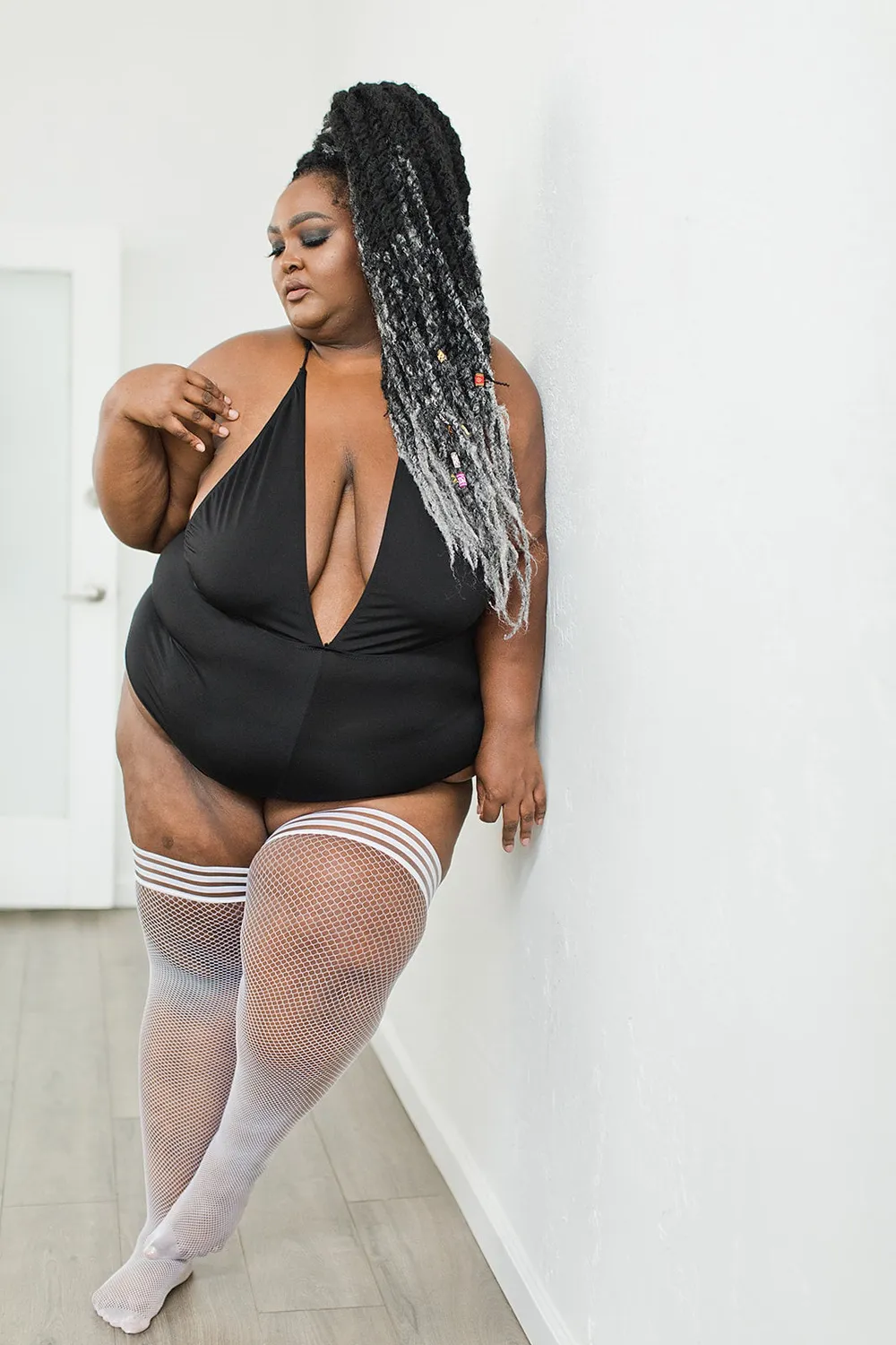 Kix'ies Sammy lårstrømper hvid fishnet
