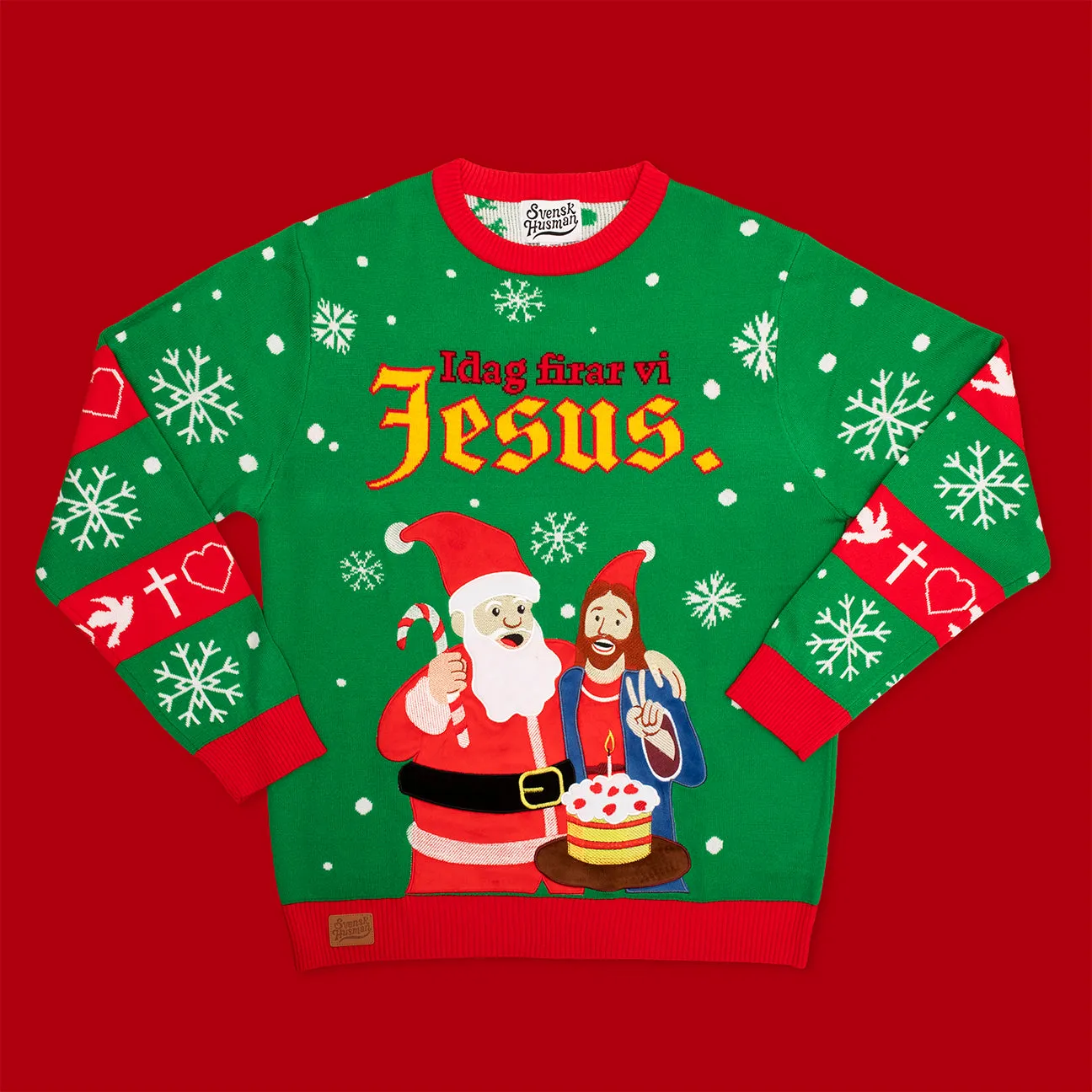 Svensk Husman Jesus juletrøje damer M akryl