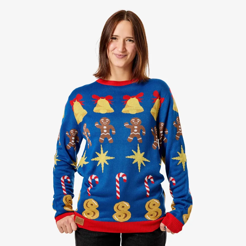 Svensk Husman Klassisk Blå juletrøje dame akryl S-XXXL
