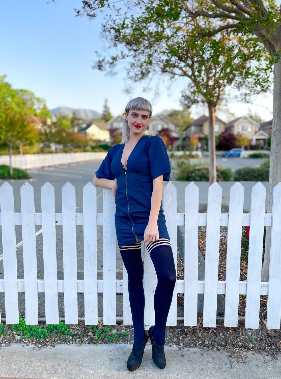 KIX'IES Selma opaque lårstrømper navy stay-up