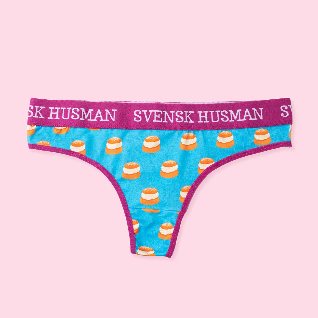 Svensk Husman Semla stringtrusser M lyserød bomuld