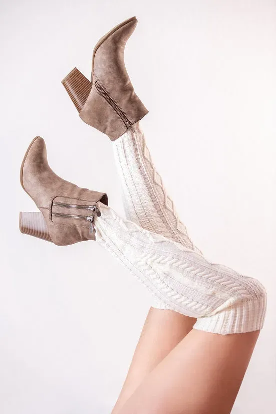 Kix'ies Over The Knee Knit Sweater knæstrømper creme
