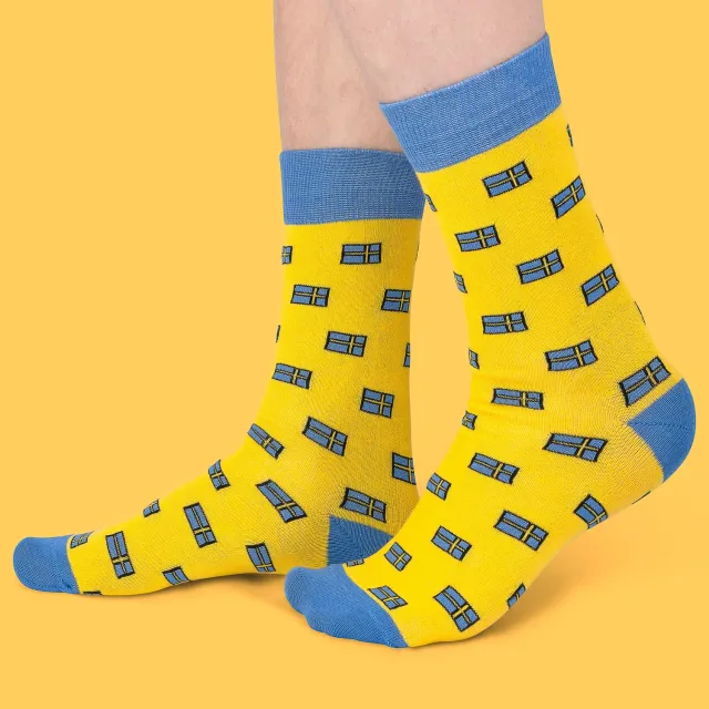 Svensk Husman Sveriges Flag sokker bomuld blå gul