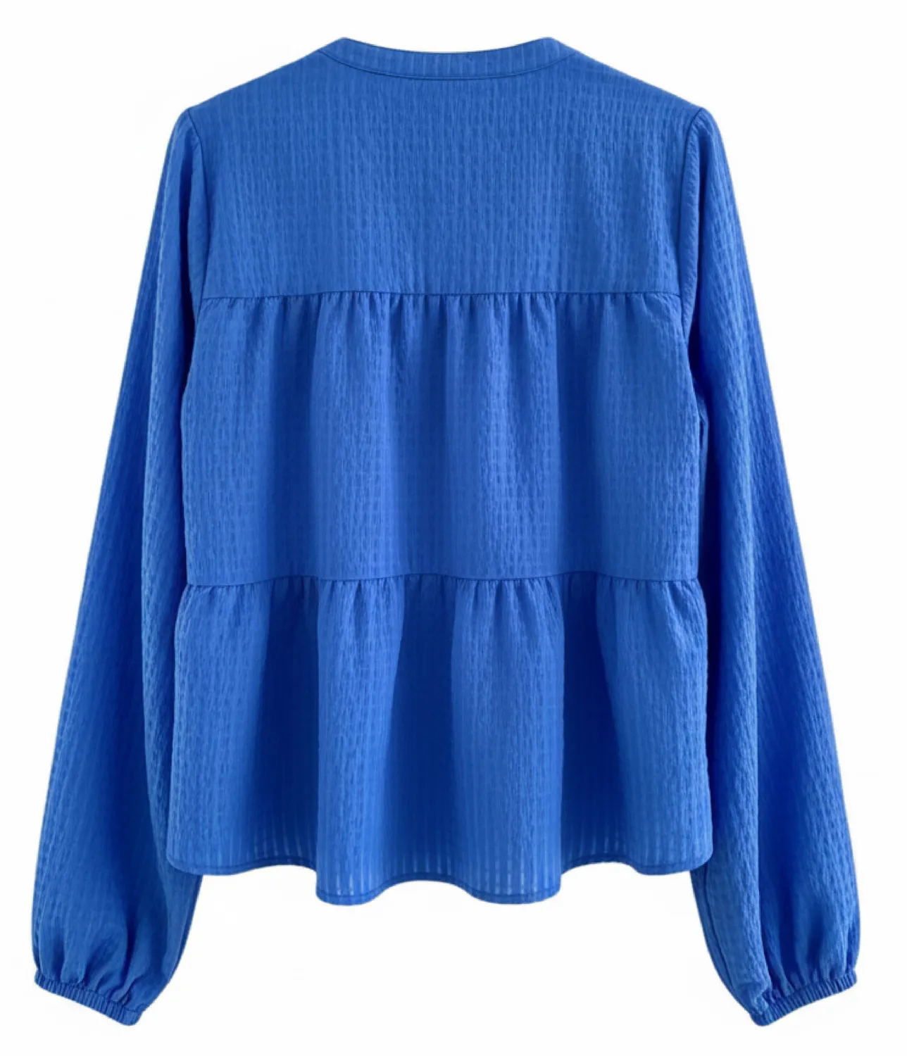 Moi Berlin bluse oceanblå polyester V-hals