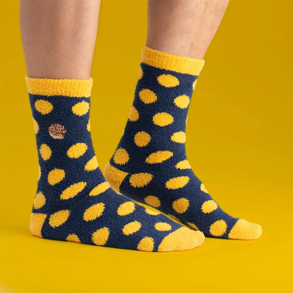 Svensk Husman Kanelbolle fluffy sokker hyggesokker polyester