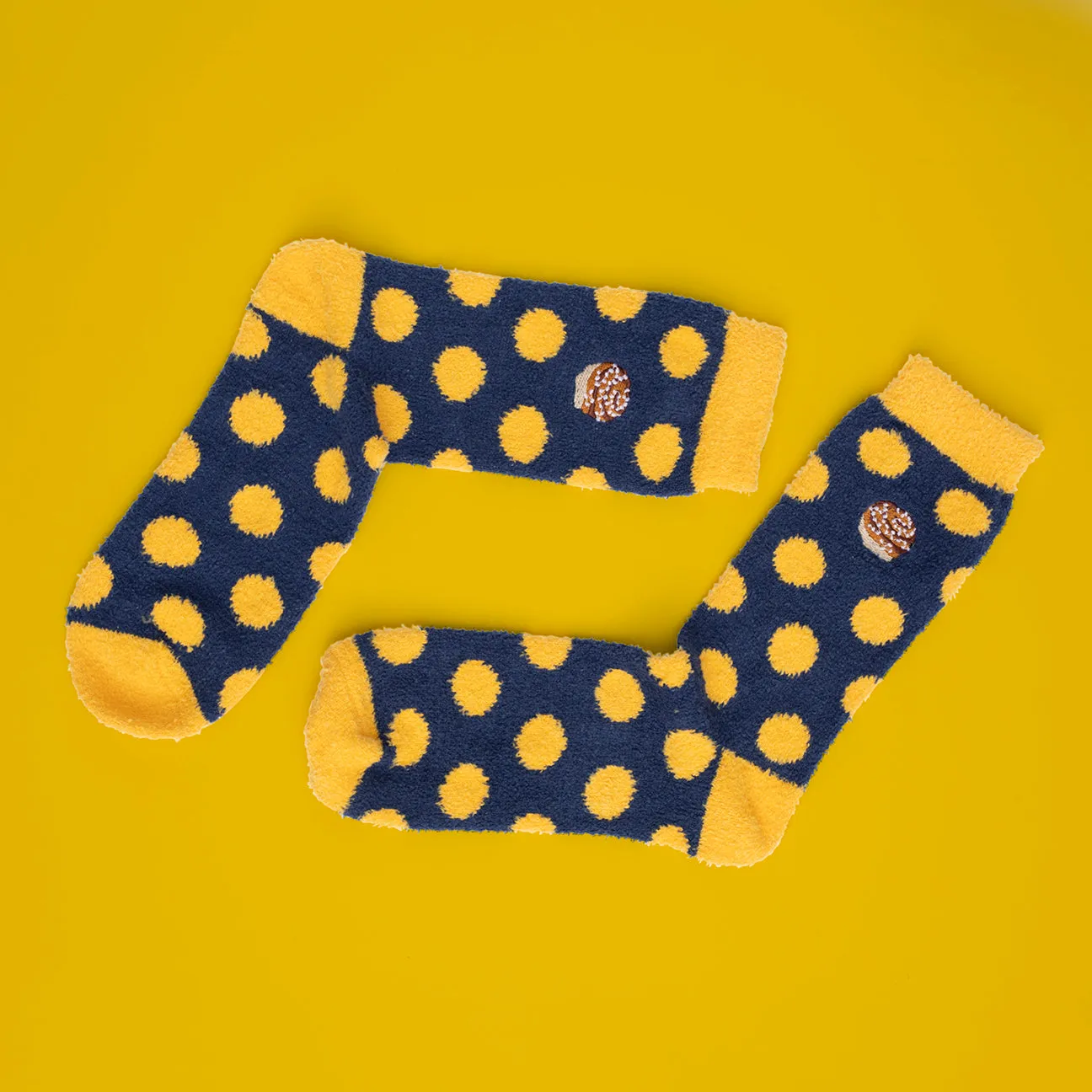 Svensk Husman Kanelbolle fluffy sokker hyggesokker polyester