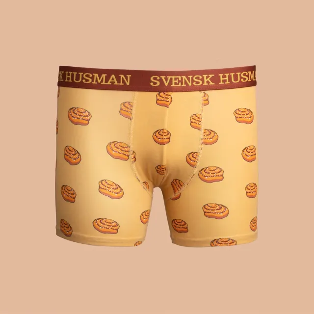 Svensk Husman Kanelbolle brun boxershorts S bomuld stretch