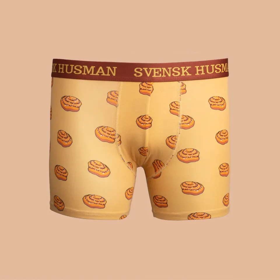 Svensk Husman Kanelbolle brun boxershorts S bomuld stretch