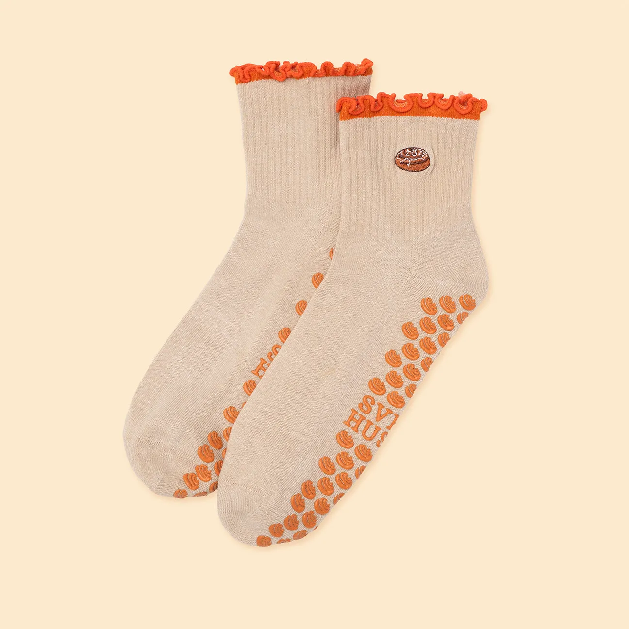 Svensk Husman Pilates Kanelbulle strømper 36-40 skridsikker