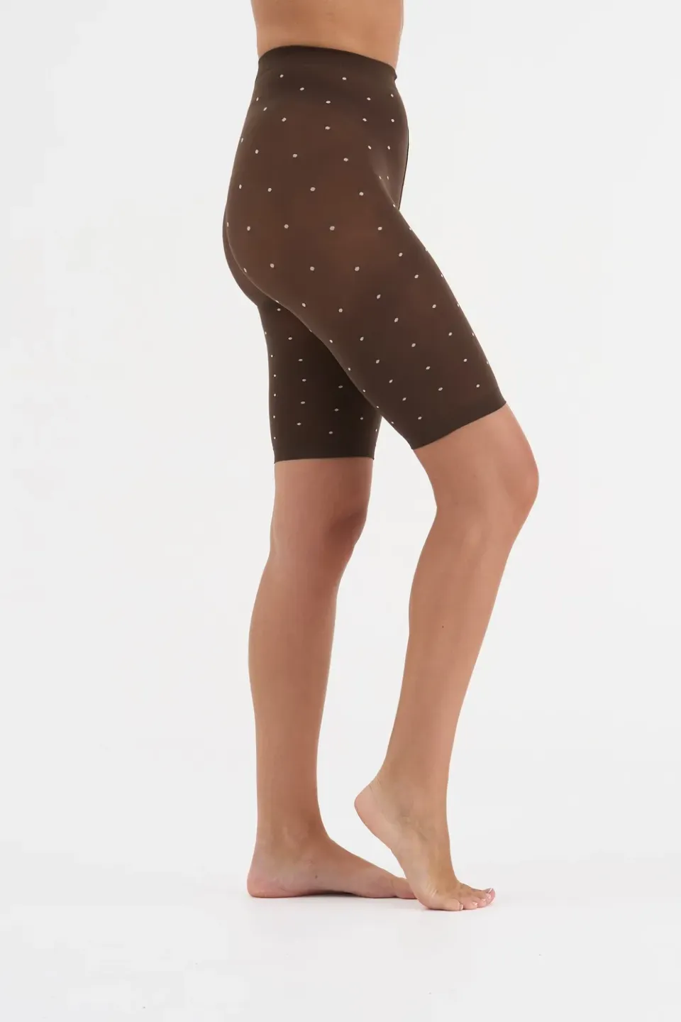 Moi Agnes shorts mørkebrun prikket 80 denier