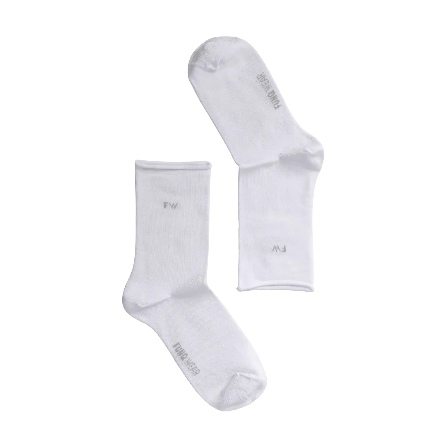Funq Wear Roll'n Wide bambusstrømper hvid ekstra vid