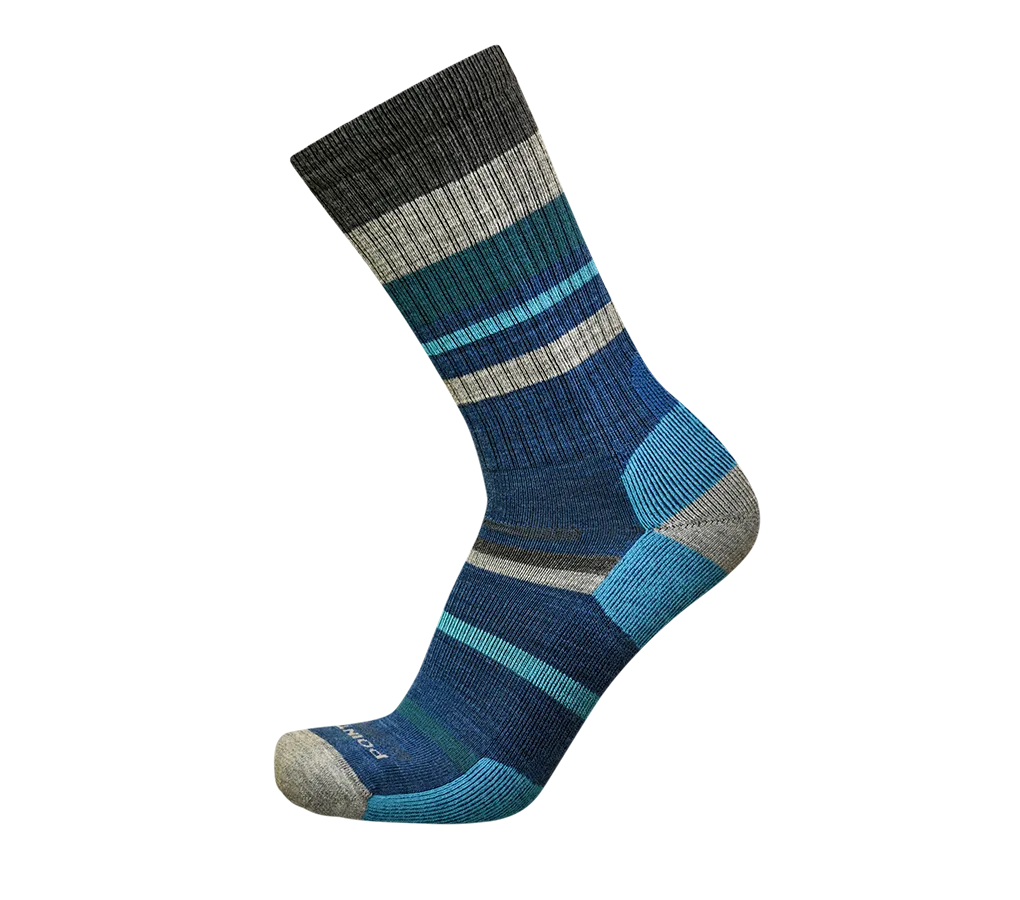 Point6 Mixed Stripe Light Crew strømper M stribet