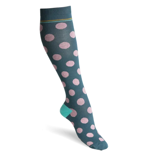 Funq Wear Dots Brittany Blue støttestrømper prikket