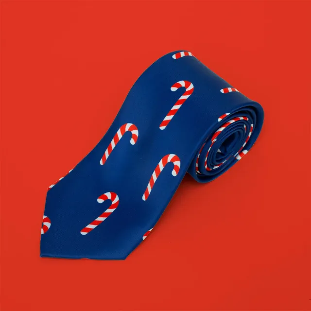 Svensk Husman Sukkerstok slips polyester rød-hvid