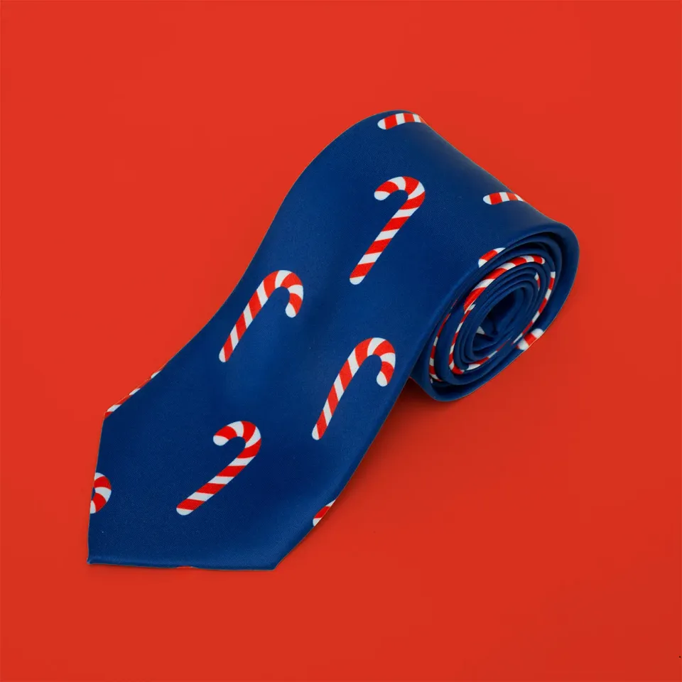 Svensk Husman Sukkerstok slips polyester rød-hvid