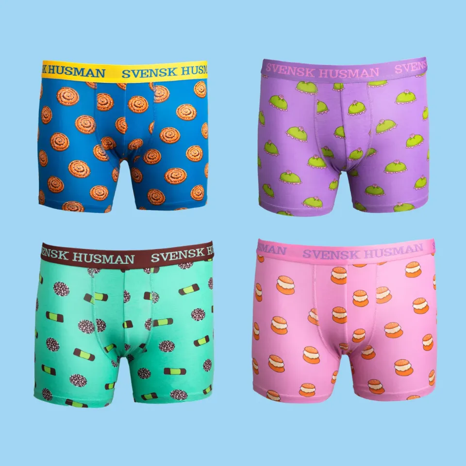 Svensk Husman Fikafavoriter boxershorts 4-pak L bomuld