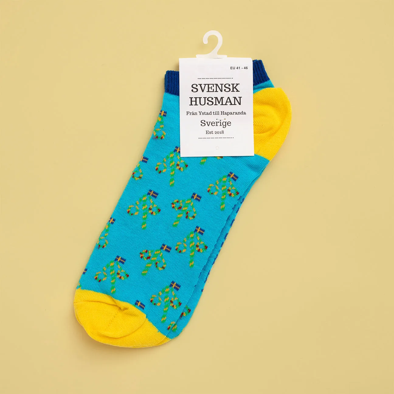 Svensk Husman Midsommer sneakersokker 41-46 bomuld