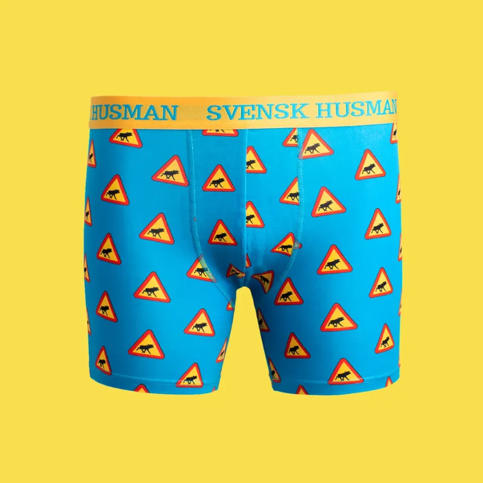 Svensk Husman Älgskylt boxershorts blå bomuld