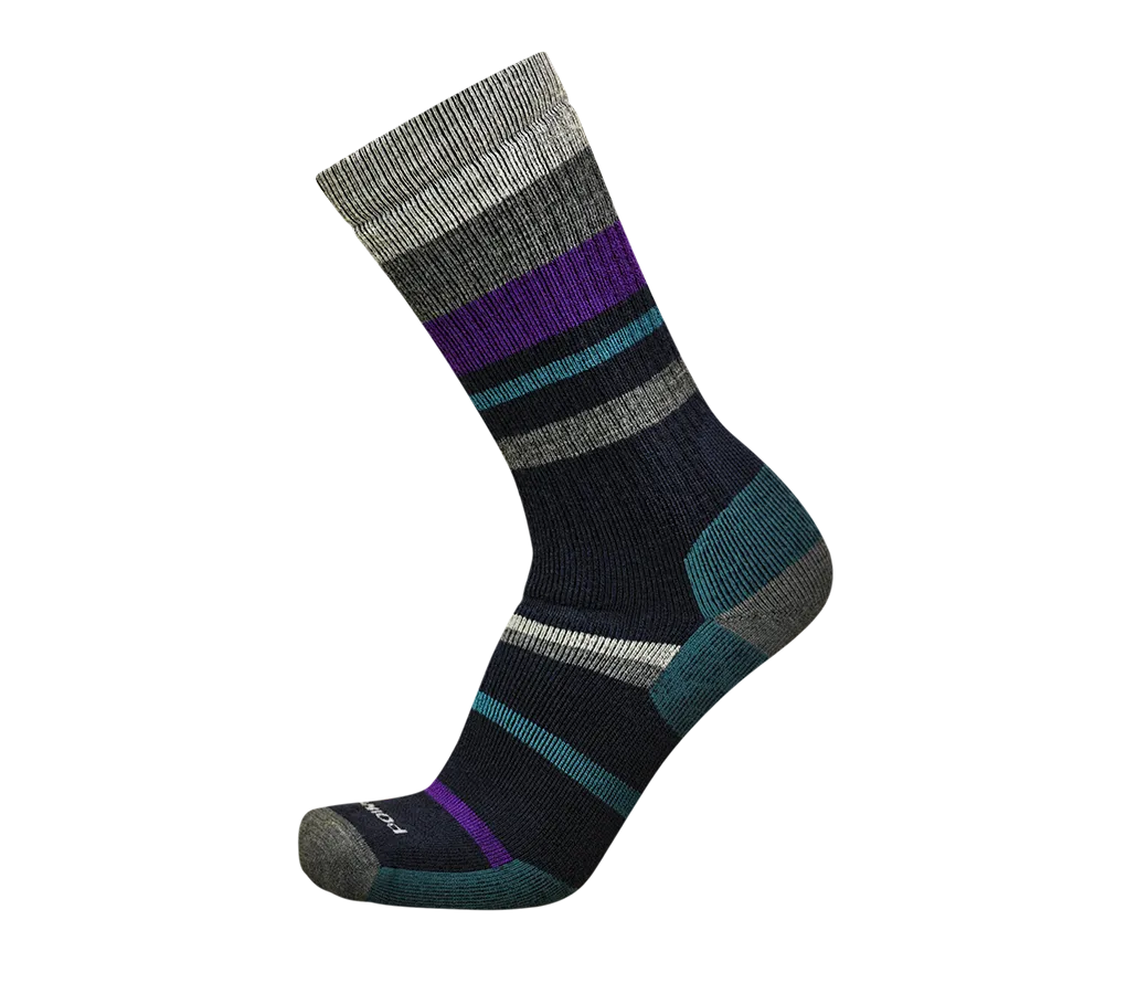 Point6 Mixed Stripe Medium Crew vandrestrømper dark navy