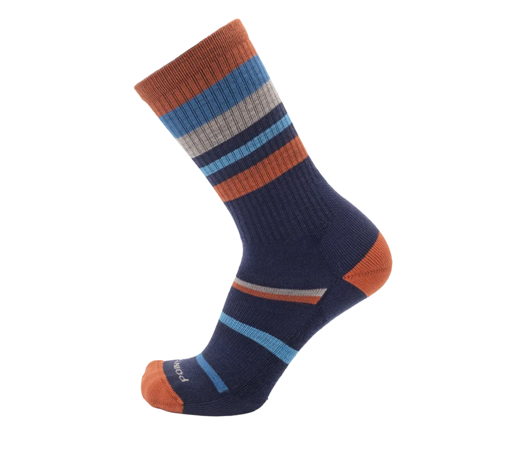 Point6 Mixed Stripe Light Crew strømper M stribet