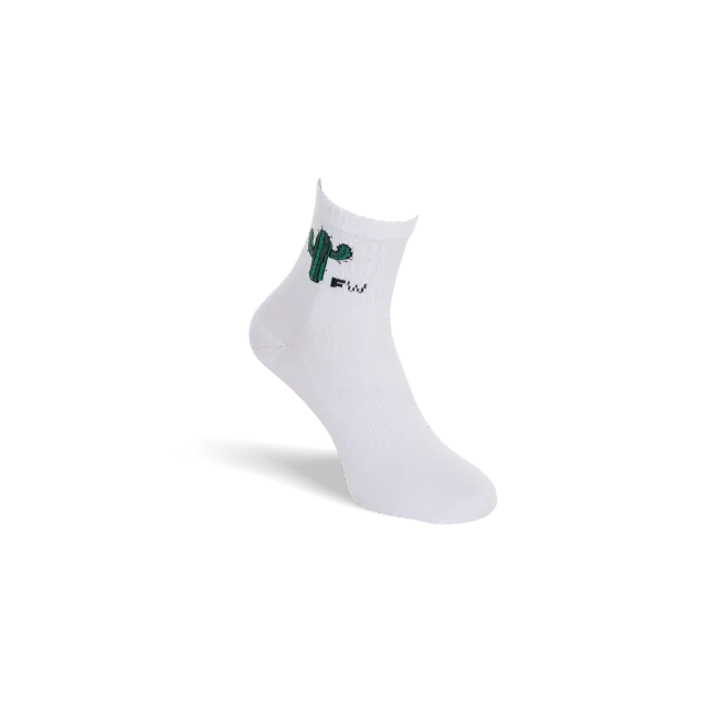 Funq Wear Cactus Fun padelstrømper hvid økologisk bomuld