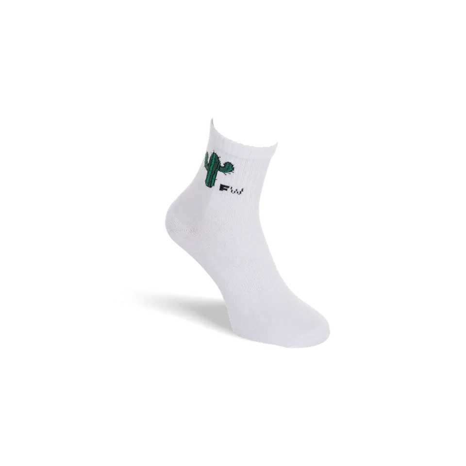 Funq Wear Cactus Fun padelstrømper hvid økologisk bomuld