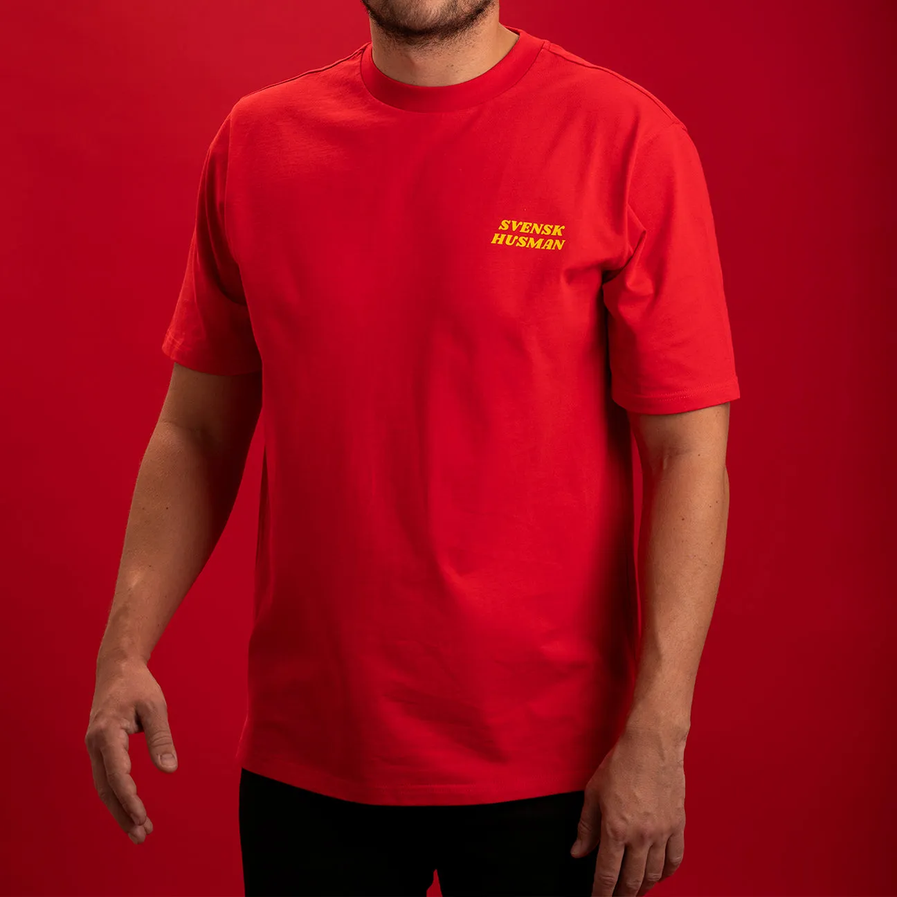 Svensk Husman Skiløb Lussebulle t-shirt rød oversize