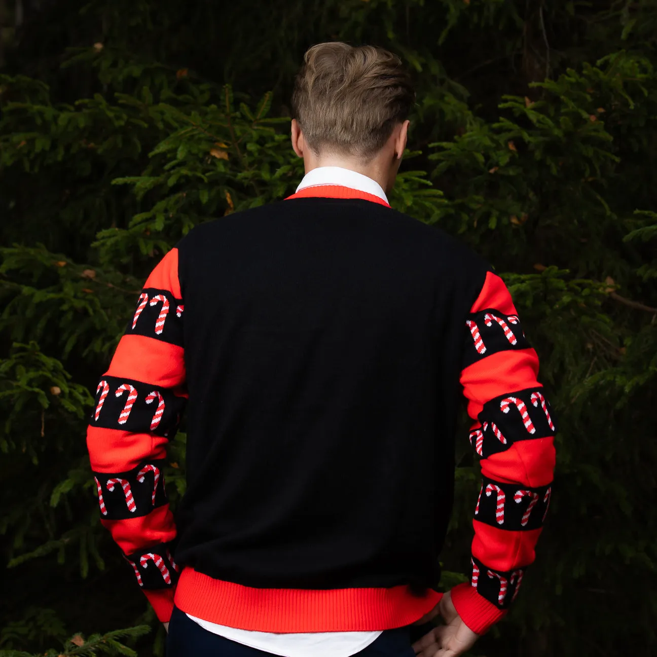 Svensk Husman Polkagris julesweater herrer akryl