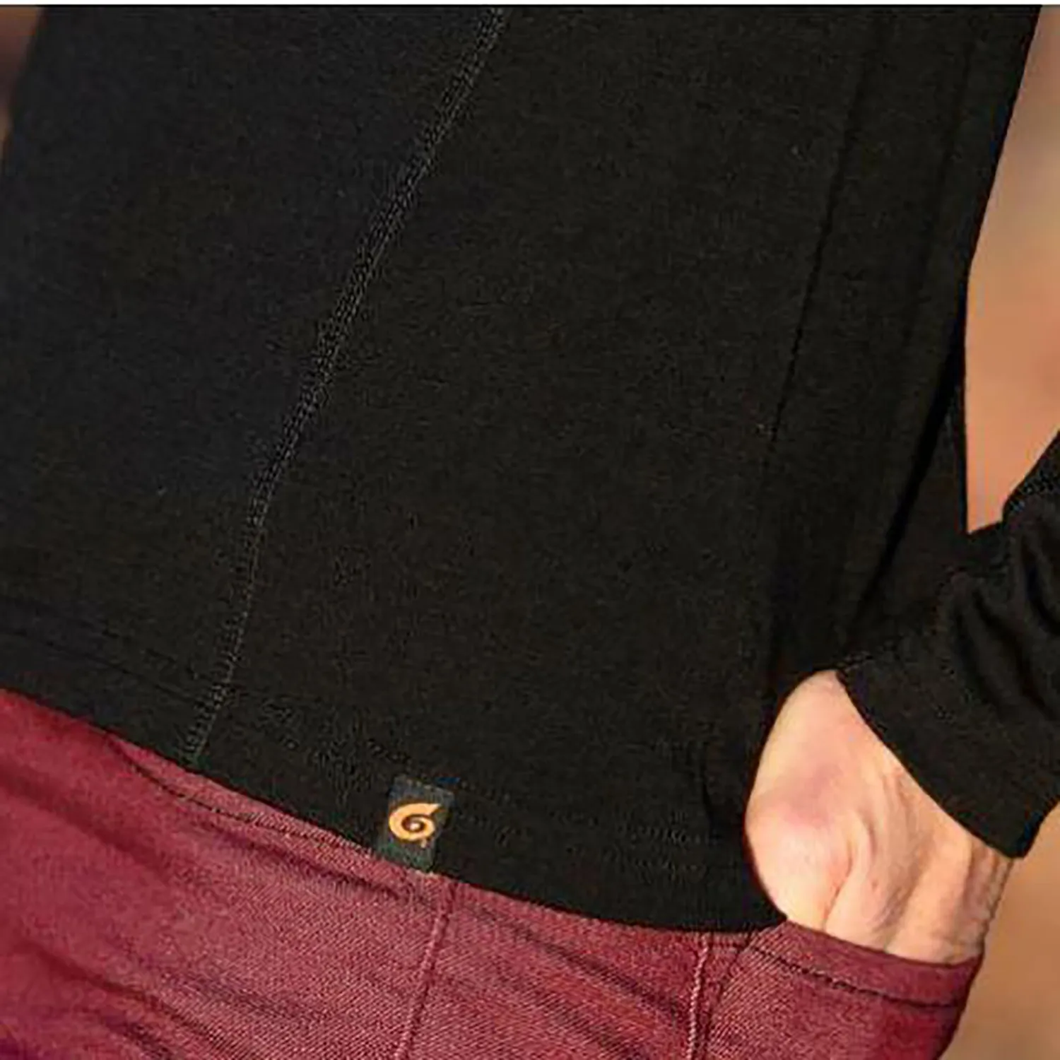 Point6 Base Layer Mid-Weight 1/4 Zip undertrøje sort merino