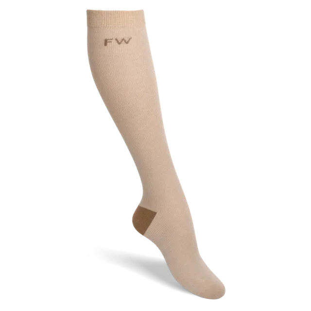 Funq Wear Solid støttestrømper beige bomuld 36/37