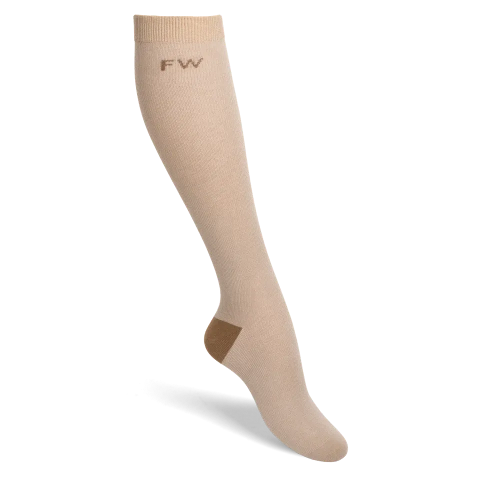 Funq Wear Solid støttestrømper beige bomuld 36/37