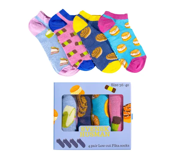 Svensk Husman Sommer Kaffe sneakersstrømper 4-pak 41-46