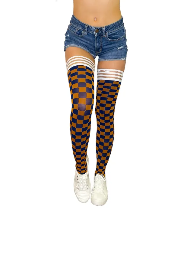 Kix'ies Game Day stay-ups Orange-Navy fan strømper