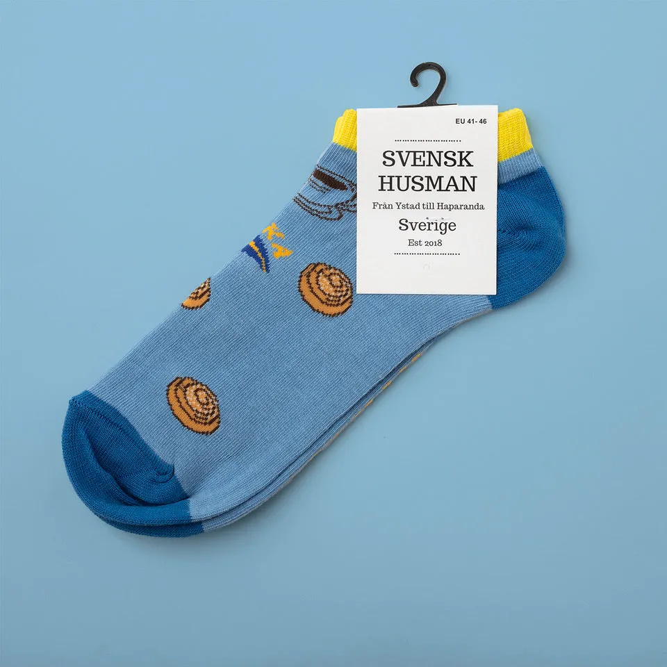 Svensk Husman FIKA Kanelsnurre sneakersokker blå 36-40