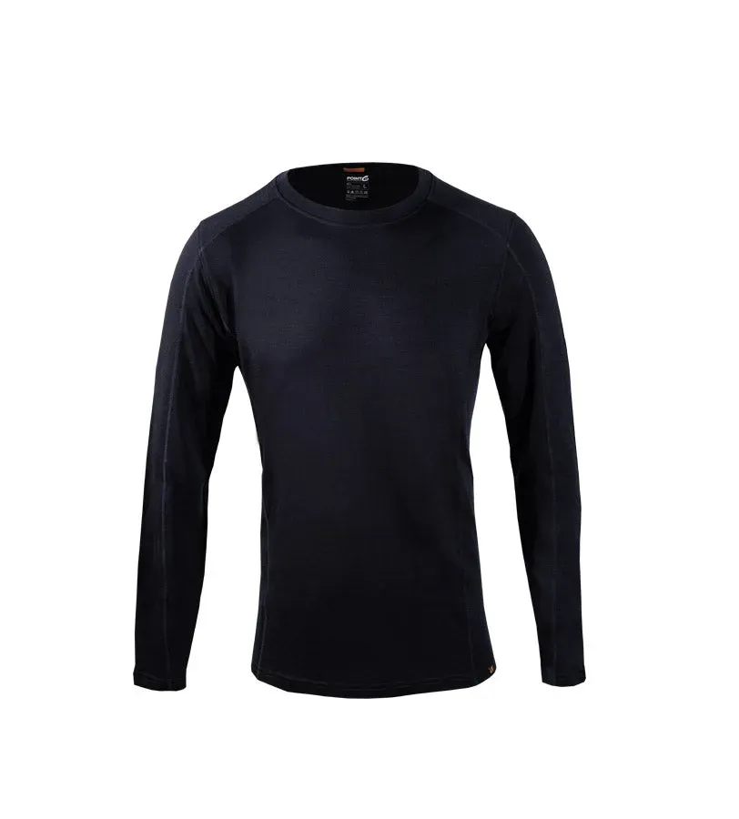 Point6 Men's Base Layer Long Sleeve Mid-Weight Crew uldtrøje sort
