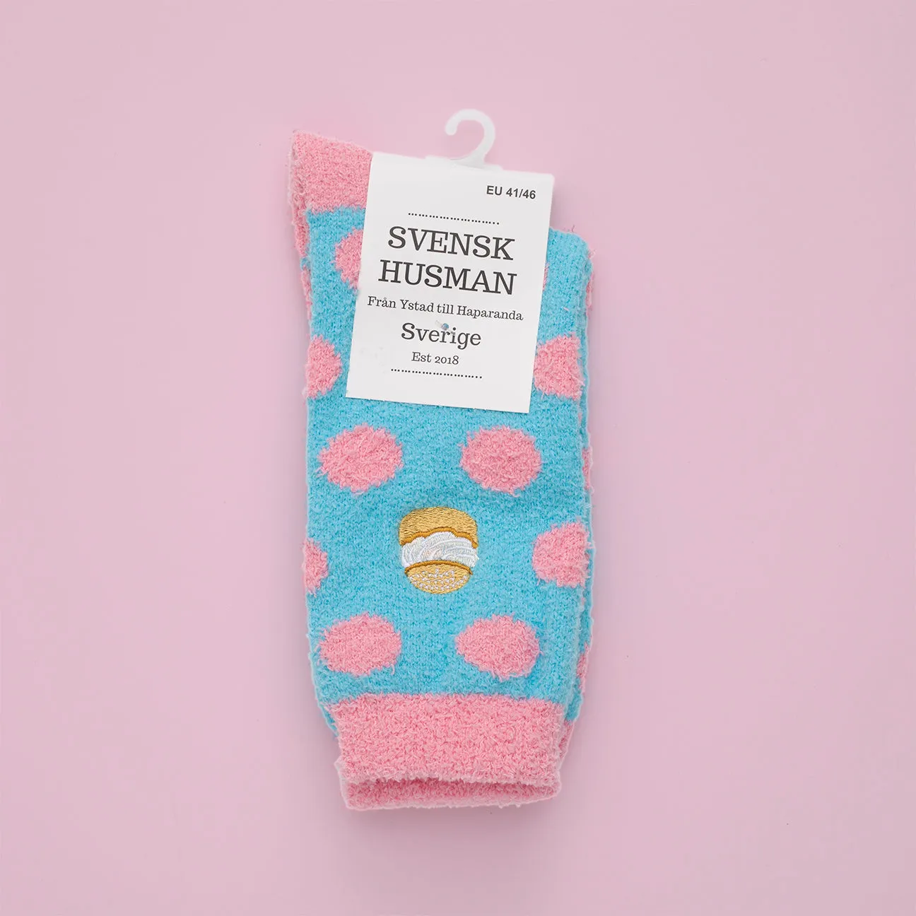 Svensk Husman Semlan bløde sokker 41-46 polyester