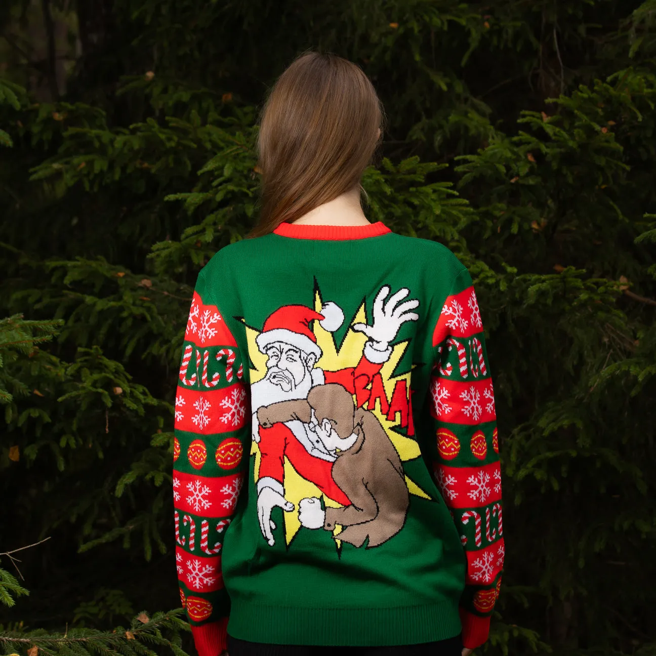 Svensk Husman Tomtejävel julesweater dame S-XXXL rød