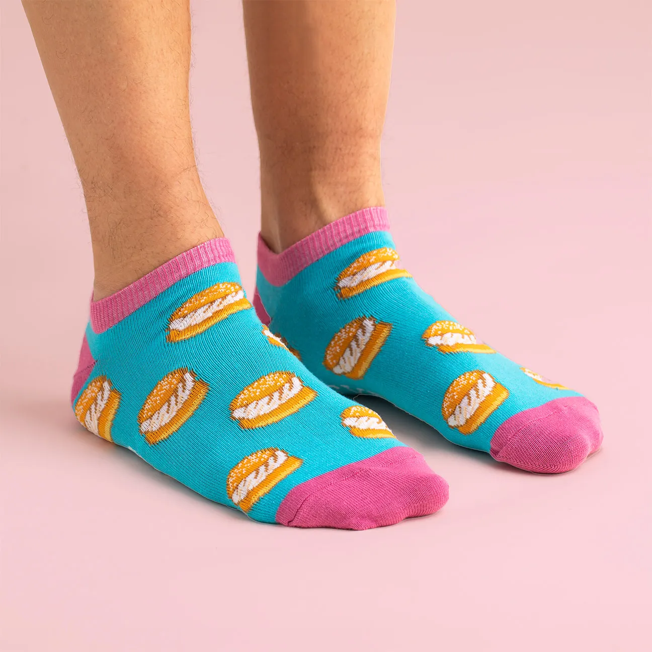 Svensk Husman Semla sneakersokker rosa/turkis 1 par bomuld