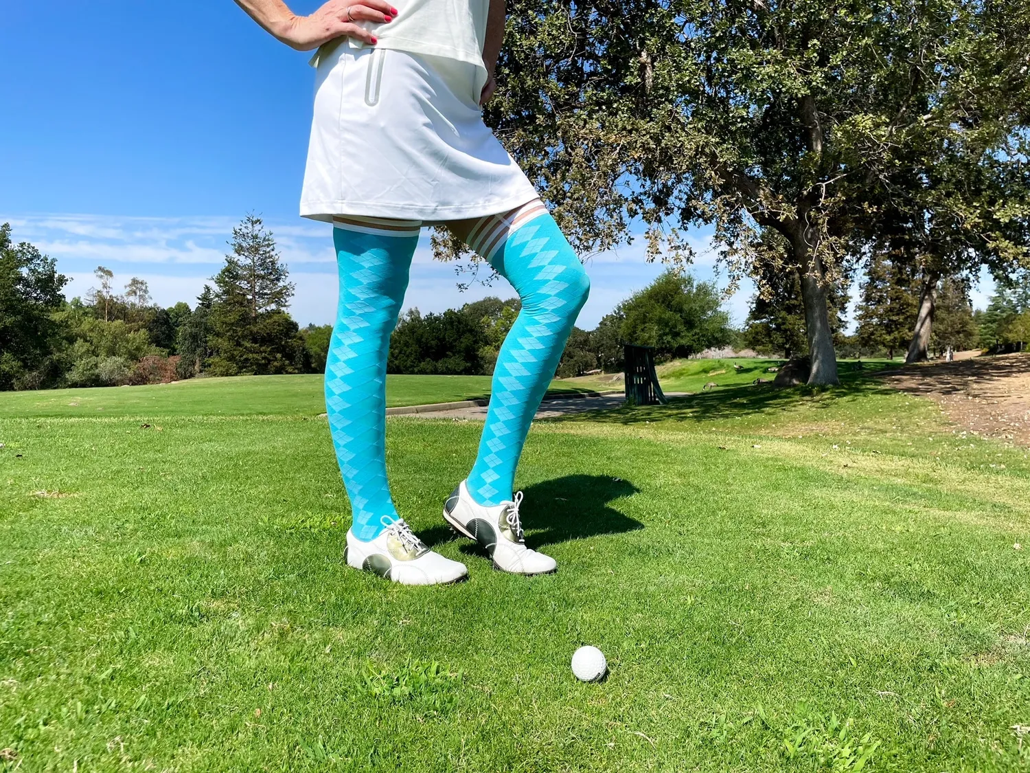 KIX'IES Par 4 lårstrømper petrole ternet 1 par