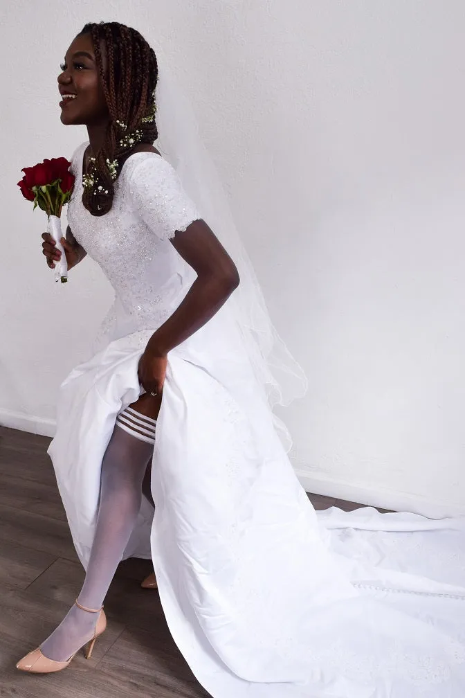 Kix'ies Bridal Ashley lårstrømper hvid sheer