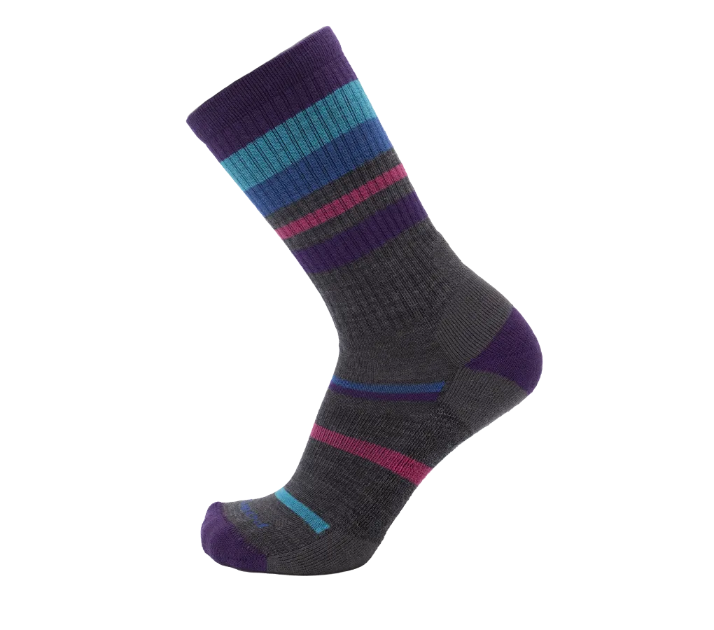 Point6 Mixed Stripe Light Crew strømper M stribet