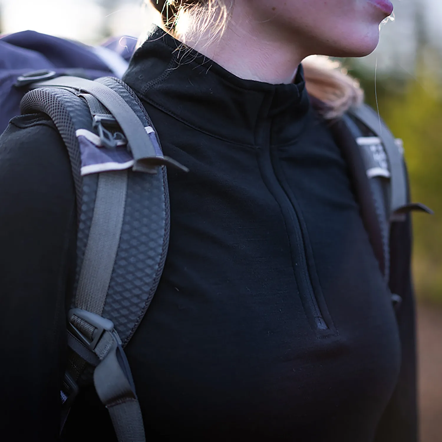 Point6 Base Layer Mid-Weight 1/4 Zip undertrøje sort merino