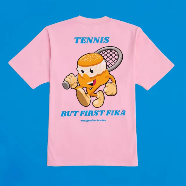 Svensk Husman Tennis Semla T-shirt lyserød 200g bomuld