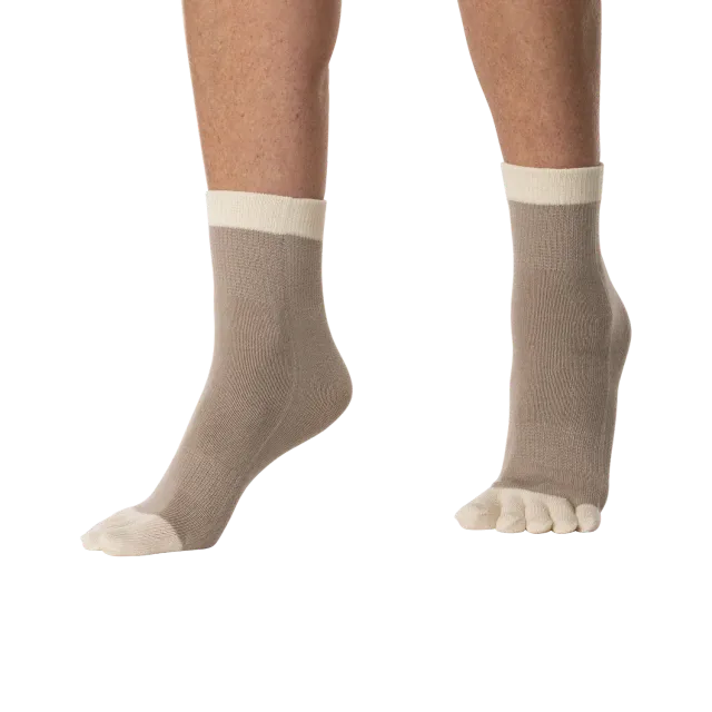 Funq Wear Happy Five tåstrømper beige bomuld