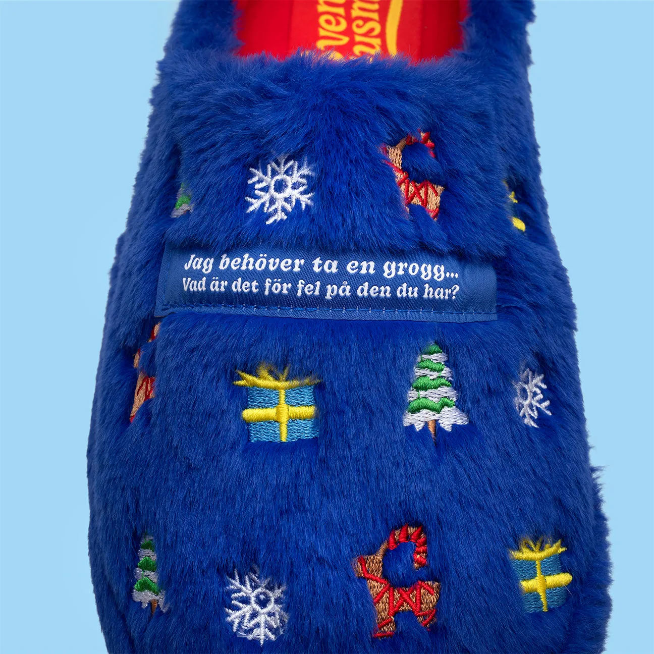 Svensk Husman Tofflor Grogg hjemmesko blå jul