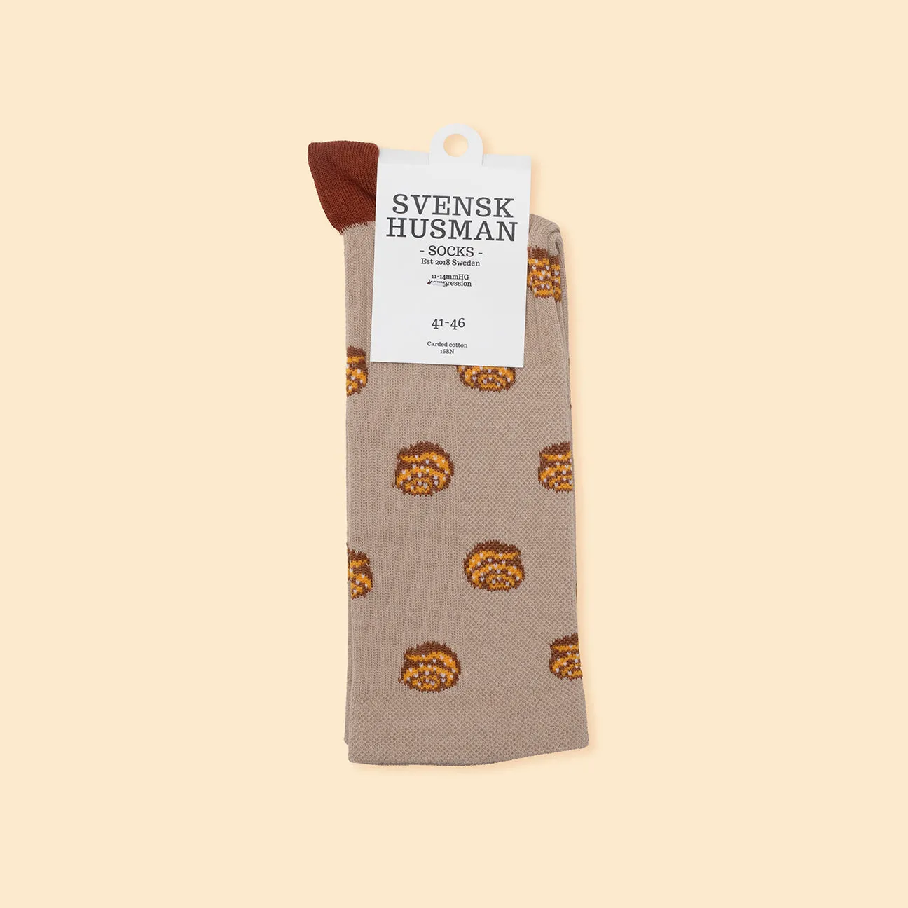 Svensk Husman Kanelbulle støttestrømper brun 36-40 mild