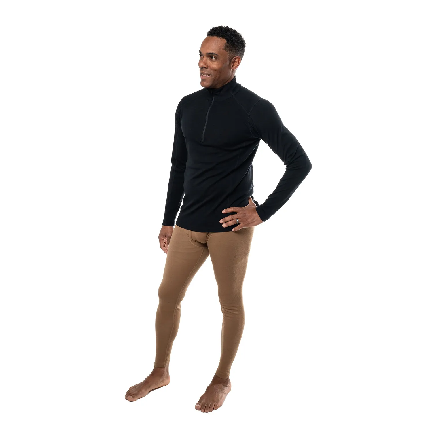 Point6 Mid-Weight 1/4 Zip undertrøje merinould sort