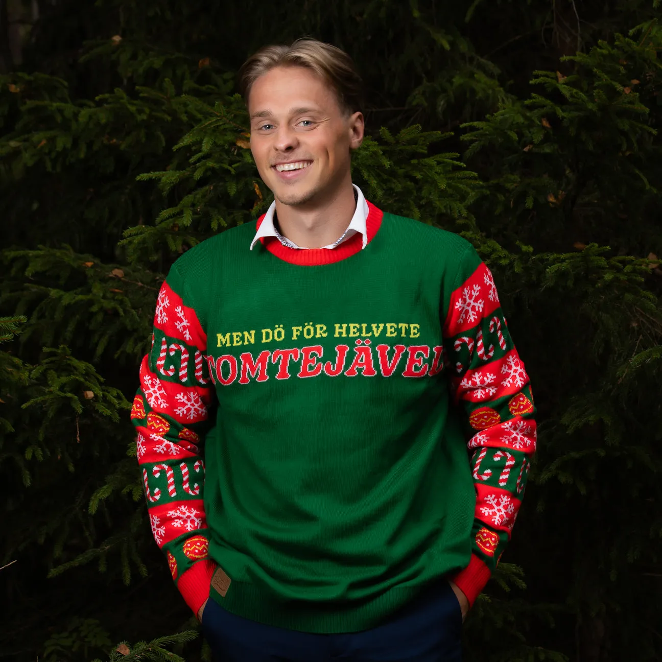 Svensk Husman Julemanden juletrøje Tomtejävel rød