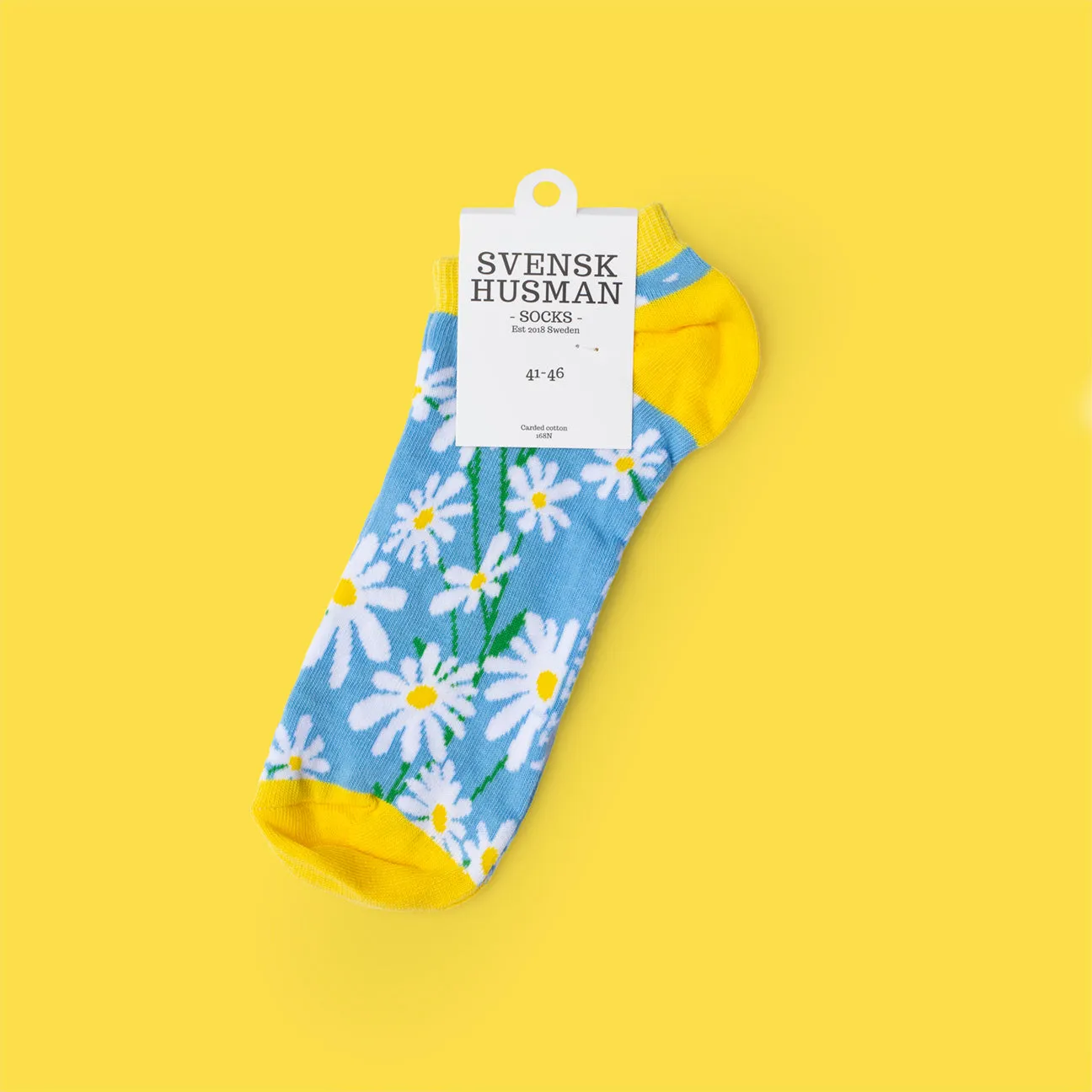 Svensk Husman Daisy sneakersokker bomuld marguerit
